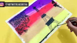 OIL PASTEL DRAWING | EIFFEL TOWER DRAWING TUTORIAL | EIFFEL TOWER DRAWING STEP BY STEP | OIL PASTELS
