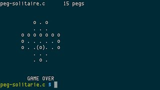 peg-solitaire.c, peg solitaire in terminal