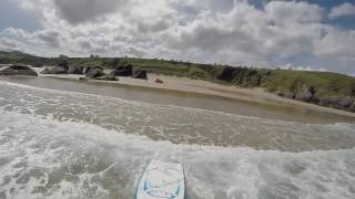 Sango Sands, Durness with my grandson 'surfing'.