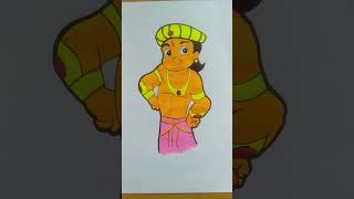 Chhota Bheem Drawing Using Highlighter | Dholkpur | छोटा भीम#shorts #bheem #creative #art