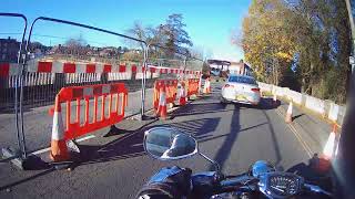 Bewdley Bridge One-Way.  Helmet Cam Yamaha Stryker - 23rd Nov 2023