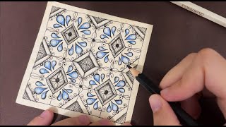 🛕【禪繞畫．日常系列】：美麗的花磚Tiles🛕 zentangle in life