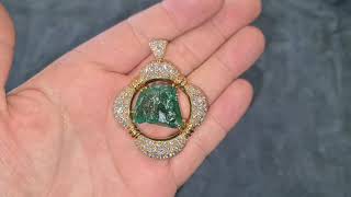 Mellerio Colombian Carved Horse / Equine Emerald Diamond Pendant