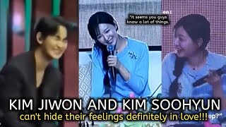 kim ji won can't hide her feelings she's blushing when she hears kim soohyun's name