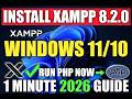 How to Install XAMPP 8.2.12 Server on Windows 10/11 #1Minute (2026 Update) | Run PHP Program