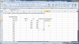 2.2 Construct relative frequency distribution using Excel