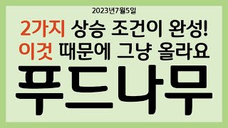 [주식]푸드나무 - 2가지 상승 조건이 완성! 이것 때문에 그냥 올라갑니다!