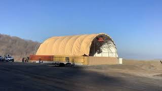 Pulling Covers on an Accu-Steel Fabric Covered Building: Advantage Profile used for Mining