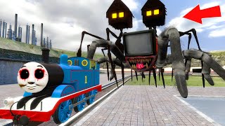 Building a Thomas Train Chased By Cursed Thomas, TV Eater Monster and Friends in Garry's Mod!!