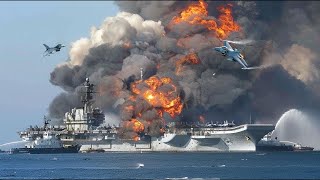 13 Minutes Ago! Ukrainian F-16 Successfully Blows Up 53,000 Ton North Korean Aircraft Carrier