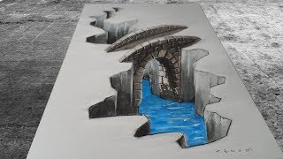 COOL CREATION IN 3D - Drawing Bridge - Awesome Anamorphic Illusion