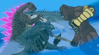 Evolved Godzilla VS Mosaminus Rex \u0026 Kong VS Titanus Amhuluk [ MONSTER BATTLE ]