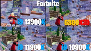 i9 10900K \u0026 i9 11900K \u0026 12900K VS 5800X3D - Fortnite Performance Mode