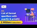 List of format specifiers with scanf() and printf()  - Data Input and Output -  C Programming