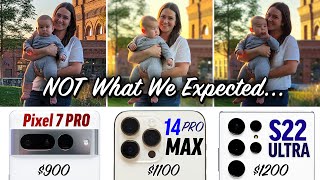 Pixel 7 Pro vs 14 Pro Max vs S22 Ultra Unbiased Camera Test