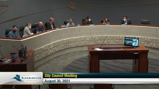 August 30, 2021 Bloomington City Council Meeting