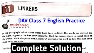 Linkers Complete Solution| Dav Class 7 English Practice Chapter 11|