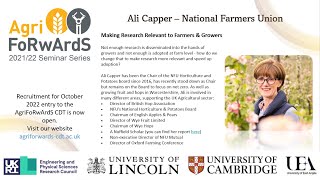 AgriFoRwArdS CDT Seminar Series 2021/22 - Ali Capper, National Farmers Union