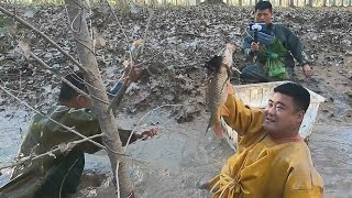 黄河多年没见这么大水，抽干搁浅大黑坑都是惊喜，瞬间炸锅了【农村葛老三】