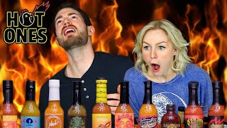 Trying the HOT ONES Sauces! | Spicy Wings Challenge