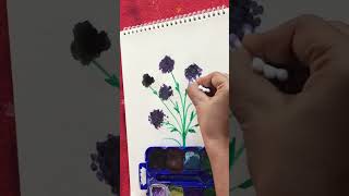 #shorts | Easy Purple Flower - Cotton swab painting technique