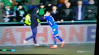 Player gets attacked by fan Rangers v Hibs 8 March 2019