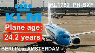 KLM KL1782 from Berlin to Amsterdam PH-BXF Boeing 737-8K2  plane age: 24,2 years #klm #airlinereview