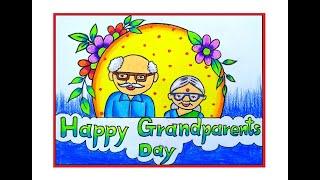 HOW TO DRAW GRANDPARENTS DAY DRAWING/HAPPY GRANDPARENTS DAY CARD/GRANDPARENTS DAY POSTER DRAWING
