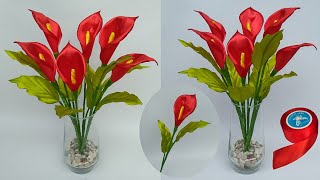 DIY | How To Make Calla Lily Flowers From Satin Ribbon | Satin Ribbon Flowers Easy