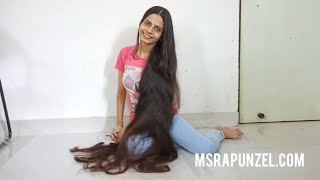 MsRapunzel | Indian Rapunzel Shows-off her Long Hair on the Floor