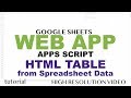 HTML Table from Spreadsheet Data - Google Apps Script Web App Tutorial - Part 13