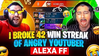 We Broke 42 Win Streak Of Most Hardest Squad🤯@alexalive92461 Most Angry😡 Youtuber In Free Fire⭐️🦍