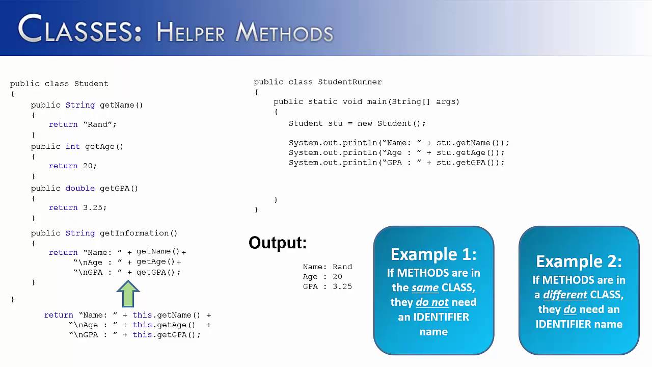 Classes Part 9 Helper Methods Java Youtube