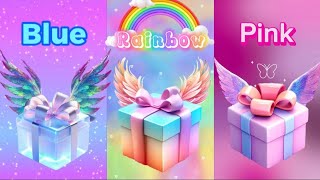 Choose your gift 😍💝💙🌈pink Vs rainbow blue gift box challenge #wouldyourather  #pinkrainbowbluegift
