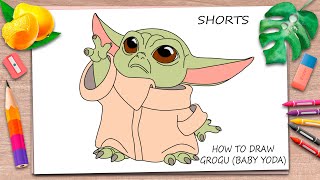 How to draw baby yoda cute #Drawing#babyyoda #grogu #shorts