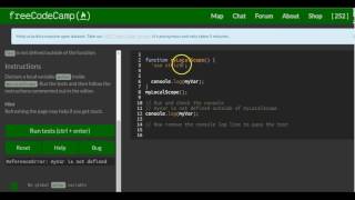 Local Scope and Functions, freeCodeCamp Basic Javascript