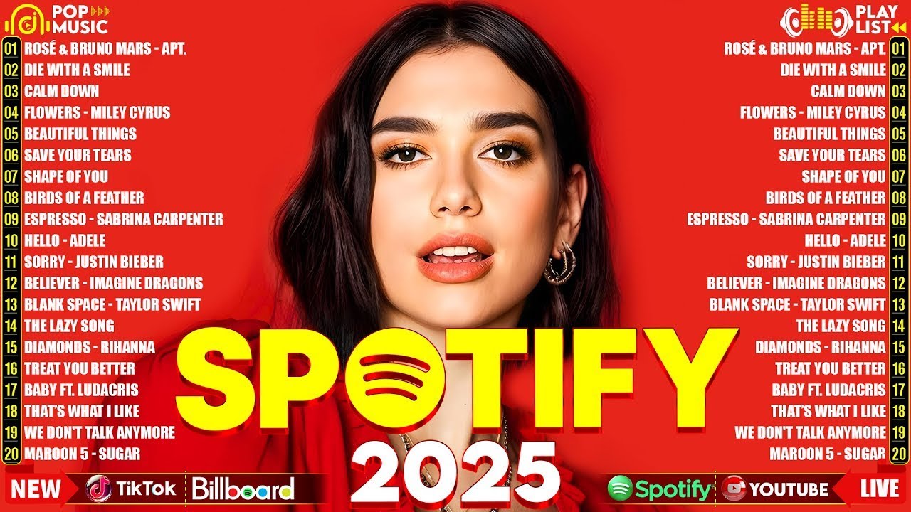 Billboard Pop Songs 2025 Playlist Ed Sheeran The Weeknd Bruno Mars