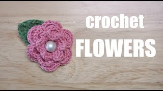 crochet flower かぎ針編みのお花 コサージュの編み方 코바늘 꽃 코사지 뜨기