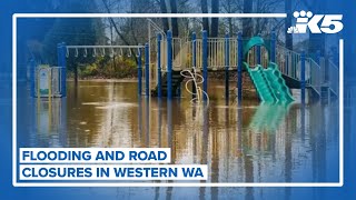 Rain leads to flooding, road closures in western WA
