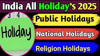 India Holidays List 2025 All Public Holidays India In 2025 Info ...