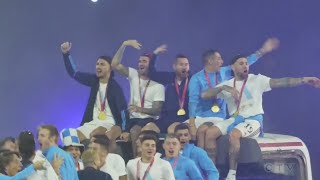 Argentina soccer team celebrates with fans in Buenos Aires