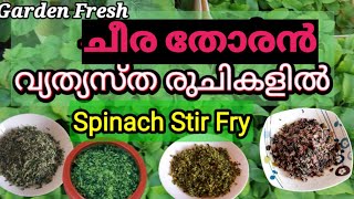 4 Types of Cheera Thoran Recipes | Spinach Stir Fry | Kerala Recipes | Dhanya's Garden Art |