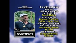 Benoit Melius ~ Short Obituary