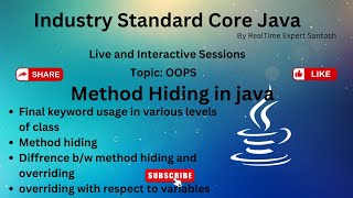 Method Hiding in java| Java Tutorial | Java for beginners 2024|Full Stack Java |Online Java Training