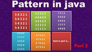 Pattern in java || Square pattern || Pattern by using nested loop || java pattern Part 2