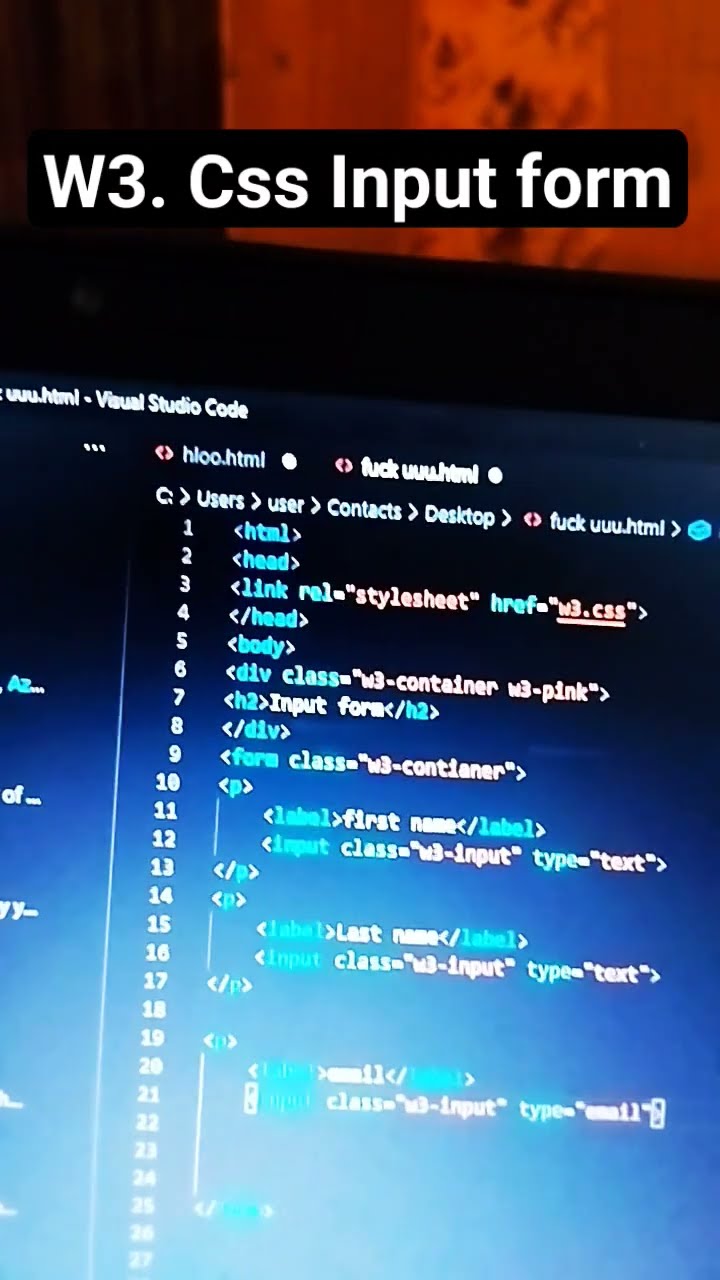 W3. Css Input Form 😎 #w3 #input #coding._.club#w3schools - YouTube