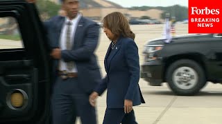 JUST IN: Kamala Harris Does Not Answer Reporters' Questions Upon Arrival At Joint Base Andrews