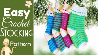 Easy Crochet Christmas Stocking 🎄 Top Down Crochet Tutorial