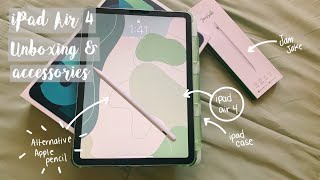 iPad Air 4 Unboxing (green) 🌱🍵 + alternative Apple Pencil + Accessories 📦💚