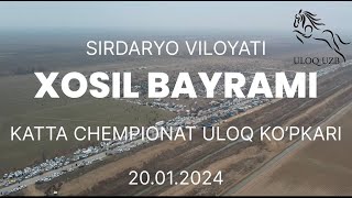 SIRDARYO VILOYATI XOSIL BAYRAMI KATTA CHEMPIONAT ULOQ KO'PKARI 20.01.2024 TO'LIQ DRON VIDEO